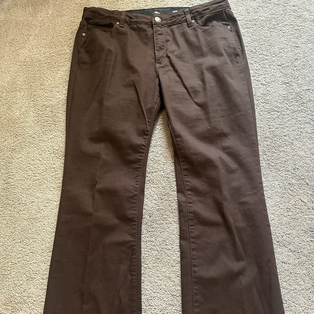 St. John's Bay Women Brown Flare Jeans Size 16W